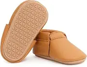 [BirdRock Baby] Hard Sole Fringeless Moccasins - Genuine Leather Shoes for Boys and Girls