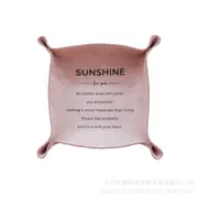 Nordic Style Leather Storage Tray Desktop Organizer Multi-Use Storage Box Sundries Cosmetics Make up Container Creative Doorway Keys Storage Tray PINK COLOR