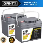 Giantz AGM Deep Cycle Battery 12V 50Ah x2 Portable Solar Caravan Camping