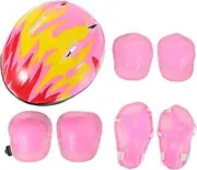 Safety Gear Set for Boys and Girls Helmet Elbow Pad Knee Pad Boys and Girls Skateboard Protective Gear Kit Pink Comfortable