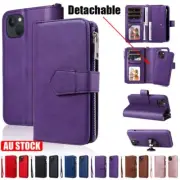 For iPhone 16 15 14 13 11 Pro Max Plus Removable Wallet Case Leather Flip Cover
