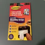 3M Command Adhesive Replacement Strips 8 Small 4 Medium 4 Large #17200 NEW