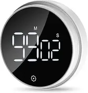 AMIR Digital Kitchen Timer, Timer for Kids, Digital Timer Battery Powered with Large LED Display, Adjustable Volume, Magnetic Timer for Cooking, Studying, Office, White (Battery not Included)