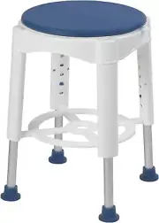 Drive Medical Bath Stool With Padded Rotating Seat, White with Blue Seat