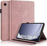 [CXTcase] for Samsung Galaxy Tab A9+/A9 Plus 2023 11 Inch (SM-X210/SM-X215/SM-X216B) Case Embossed Tree PU Leather Case Wallet Flip Cover Stand Function Tablet Case for Samsung Tab A9+ - Rose Gold