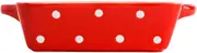 Baking Dish Ceramic Baking Dish，Porcelain Roasting Lasagna Pan,Bakeware with Handle Rectangular Dish Daily Use of Kitchen, Red Wave Point Lasagna Pans (Size : Rotatable)