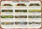 METAL SIGN - 1956 Pullman Passenger Cars Progress from 1859 - Vintage Rusty Look