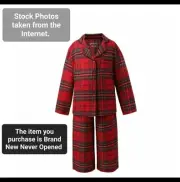 New Kids Pajama PJ's Bee Willow 2-Piece X-Smal Jammies Set Red Plaid Loungware