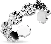 [Bungsa] Flower toe ring adjustable silver women's brass (toe ring foot jewellery foot ring toe ring nail ring bendable adjustable), Brass, without stone