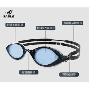 台灣製造 黑貂 泳鏡 SABLE RS-101 標準鏡片 RS2 競速型 平光 近視  度數150~1000 量身訂製