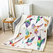 Feelyou Kids Hummingbird Fleece Throw Blanket Throw 50"x60" Tropical Birds Sherpa Blanket for Bed Sofa Couch Bedroom Decor Vibrant Color Design Plush Blanket Women Farmhouse Garden Fuzzy Blanket