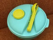 TUPPERWARE SALAD ON THE GO w/ Fork, Knife, Spoon and Mini Dressing Container NEW
