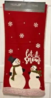 Rachel Zoe TABLE RUNNER (1) LET IT SNOW SNOWMAN RED WOOL POLYESTER 16 x 72 NIP