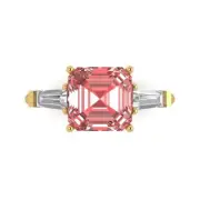 3Ct Asscher Cut Natural Garnet VVS1 Solid 14K/18K Gold Engagement Promise Ring