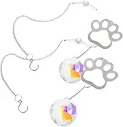 MOBUTOFU 2pcs Pet Memorial Suncatcher Ornament Dog Paw Print Keepsake Cat Remembrance Decoration Weather Resistant Garden Ornament for Cherished