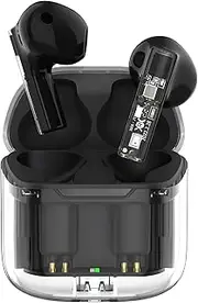 PHOCAR Transparent Wireless Earphones, Sweatproof, Durable Battery, Supper Stereo Sound, Bluetooth Earphones with Environment Noise Cancellation Compatible with iPhone, Galaxy, Xiaomi