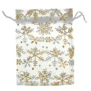100Pcs/Pack Snowflake Jewelry Packing Drawable Christmas Organza Bag Wedding ...