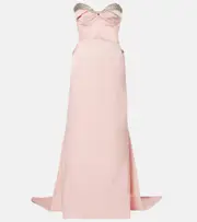 [McQueen] McQueen Crystal-embellished duchess satin gown AU 10 pink