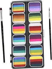 Makeup Face Paint Kit 12 Body Face Paint Set Brushes Non-toxic Water-soluble Palette for Boys and Girls Adults Halloween Party Diy