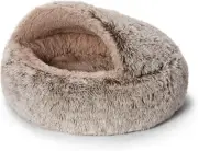 Snooza Hooded Cuddler Soothing And Calming Mink Dog Cat Bed Medium 70x 70x 44cm
