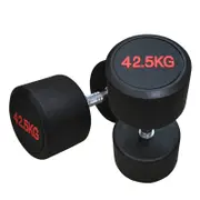 2 Pack of 42.5kg Commercial Grade Rubber Coated Dumbbell Hand Weight Total 85kg
