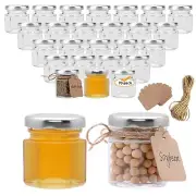 Small Glass Jars, 1.5oz Mini Honey Jars with Silver Lids,Jute Twine and Tag, ...