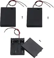 LAMPVPATH 3Pcs 4 AAA Battery Holder with Switch, 6V Battery Holder with Switch, 4X 1.5V AAA Battery Holder Case with Wire Leads and ON/Off Switch(3 Pack)