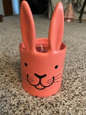 Rae Dunn Coral Pink Cotton Candy Scented Bunny Kisses Candle *New*