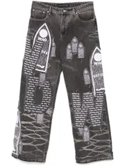 patchwork-design jeans