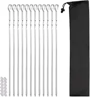 12 Pack Kabob Skewers, Premium Flat Metal BBQ Barbecue Skewer, 17" Long Stainless Steel Shish Kebob Sticks 0.28” Width Reusable Grilling Skewers Set for Meat Shrimp Chicken Vegetable
