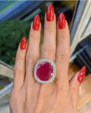 3,50 Ct AA Octagon Natural Ruby Diamond 14K solid white gold
