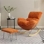 OWELLK Comfy Sofa Chair Fleece Rocking Chair Modern Upholstered Lounge Chair with Thick Cushion for Relaxing Reading Napping,Living Room Accentniture(Orange)