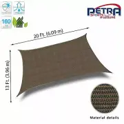 Petra's 20x13 Ft Rectangle Sail Shade (Brown) Durable Outdoor Patio Fabric.