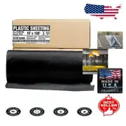 Extra Strong 10' x 100' Black Plastic Sheeting - Tear Resistant Drop Cloth