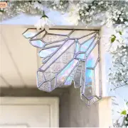 Clear Glass Iridescent Crystal Corner Piece - Gorgeous in Sunlight