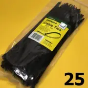 450 mm x 5 mm Cable wire zip tie x 25 Black UV Nylon Tridon CT455BKCD