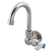 3Monkeez Stainless Steel Single Wall Mount Body with Single Control and 7" Gooseneck Swivel Spout - Taps and Rinse Jets (T-3MSWG07) - T-3MSWG07