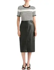 [David Lawrence] Emmanuel Leather Skirt in Black