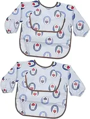 QUMIIRITY Feeding Smock Cartoon Pattern Bibs with Food Catcher Pocket for Easy Cleanup Comfortable for Year