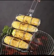 Non Stick Coating BBQ Accessory With Corn Clip Net Rack For Charbroiling