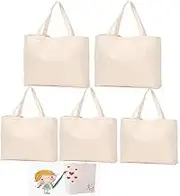 5Pcs Canvas Tote Bags,Reusable Canvas Tote Bags,Suitable for DIY Craft, Grocery, Promotion, Gift, Shopping, Drawing, Advertising, Giveaway, Activity