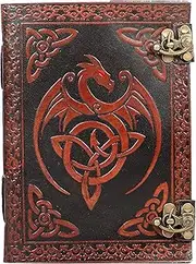 OVERDOSE Vintage Celtic Griffin Double Dragon Diary with Dual C-Lock - Handmade Antique Journal | Sketchbook| Notebook Diary - 6 x 8 inches | 15 x 20 cm I A5