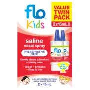 Flo Kids Saline Nasal Spray Value Twin Pack 2 x 15mL Blocked Runny Nose