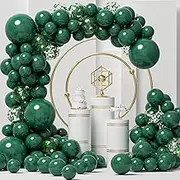 Green Balloons Garland Arch Kit 125pcs Different Sizes 18 12 10 5 Inch Emerald Dark Green and Green Confetti Latex Balloons for Anniversary Birthday Party Graduation Jungle Safari Theme Decorations