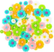 Dimeho 100 PCS Flatback Resin Flower Charms, Daisy Flower Slime Charms Mini Flatback Flower Beads Resin Cabochons Embellishment Charm for DIY Craft Jewelry Making Scrapbooking Decor (Mixed Colors)