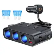 Car Cigarette Lighter Socket Splitter For 5 layers protection +separate switches