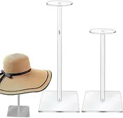 Hat Display Stand Acrylic Wigs Display Rack, Adjustable Height Hat Organiser with Sturdy Base, Multifunctional for Cowboy Hats, Bucket Hats, Helmets