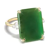 5-Carat Genuine Jade and 6 White Topaz Eternal Elegance Ring