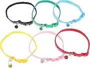 SUPVOX 6pcs Cat Breakaway Collar: Pet Necklace with Bell Adjustable Cute Collar for Girl Boy Cats Pet Present Accessories for Dog Grooming