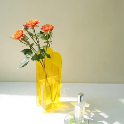 Nordic Style Vase Rainbow Color Acrylic Vases Flower Pot Floral Container Room
